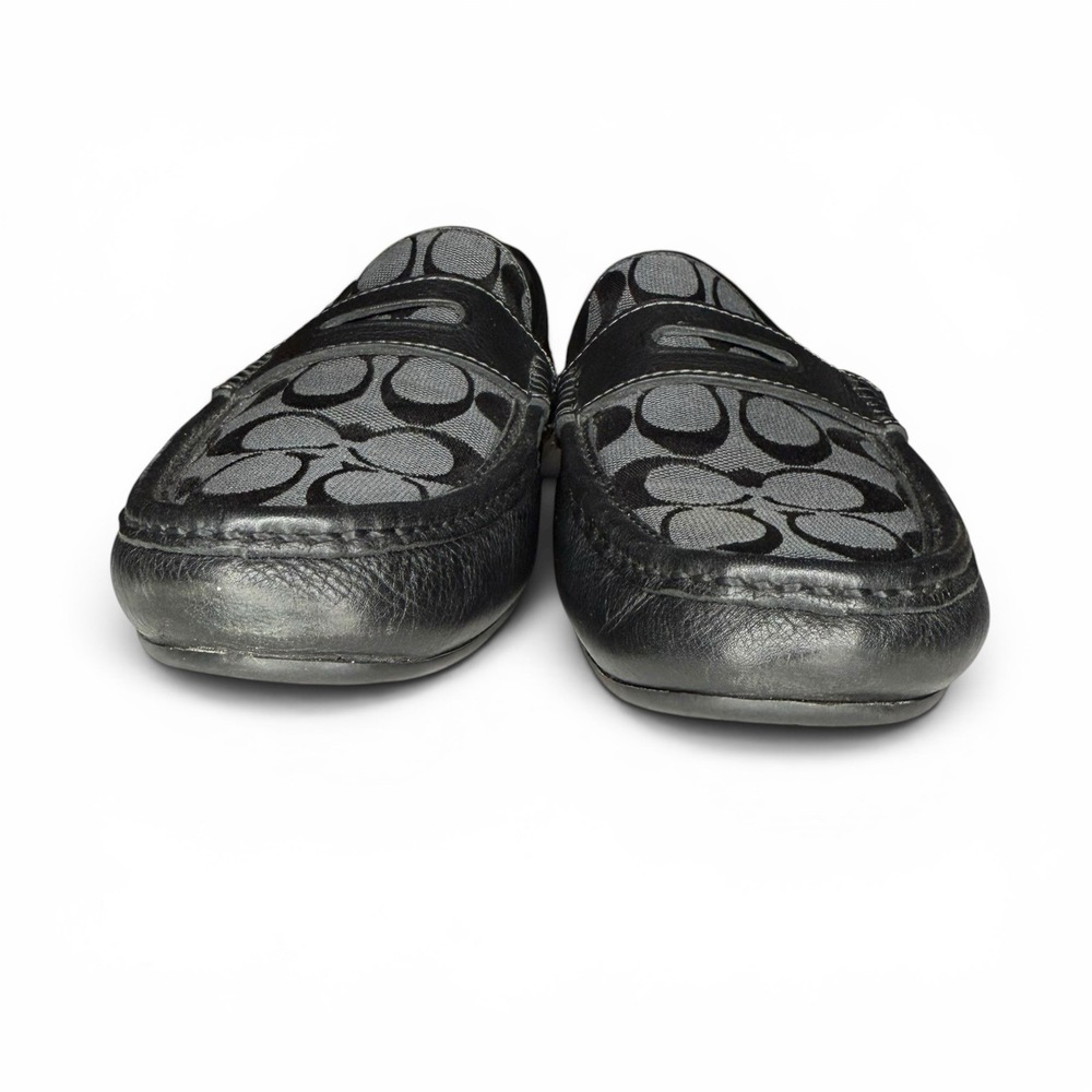 Coach Men's Loafers Size 11 D Black Leather Signature Jacquard Penny - Picture 3 of 10